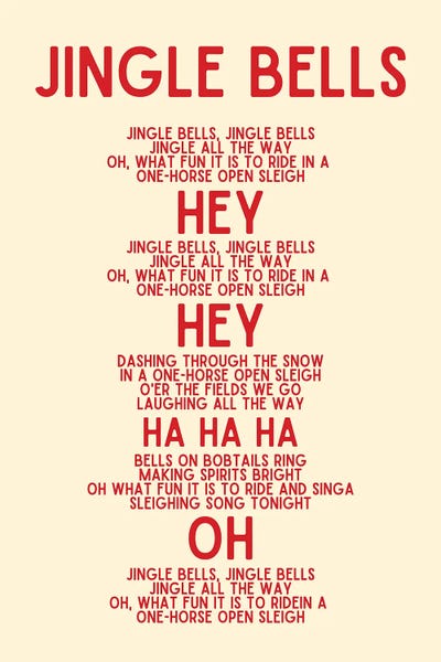 Song Lyrics: Jingle Bells Christmas Lyrics In Cream by Page Turner