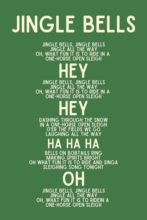 Jingle Bells Christmas Lyrics In Green