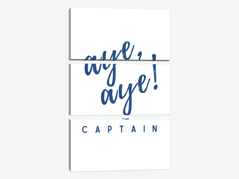 Nautical And Navy Aye Aye Captain! by Page Turner 3-piece Canvas Art