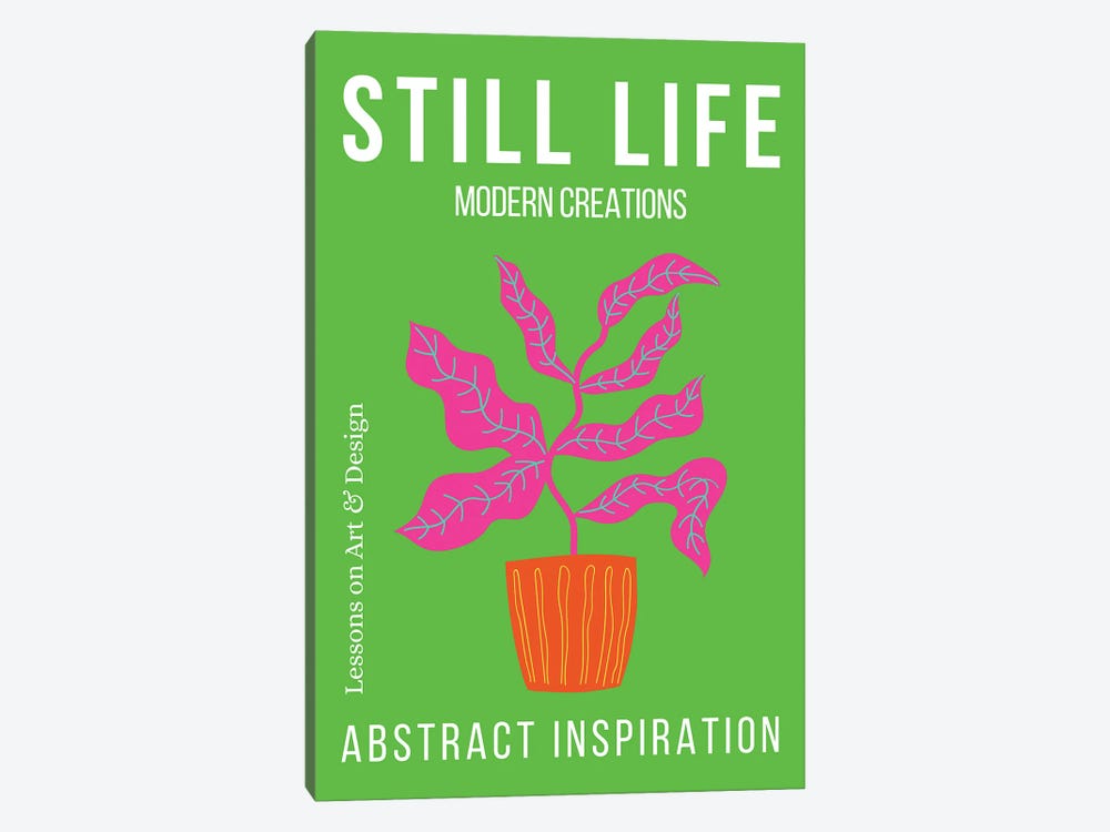 Still Life Abstract Botanicals On Green Background by Page Turner 1-piece Canvas Art