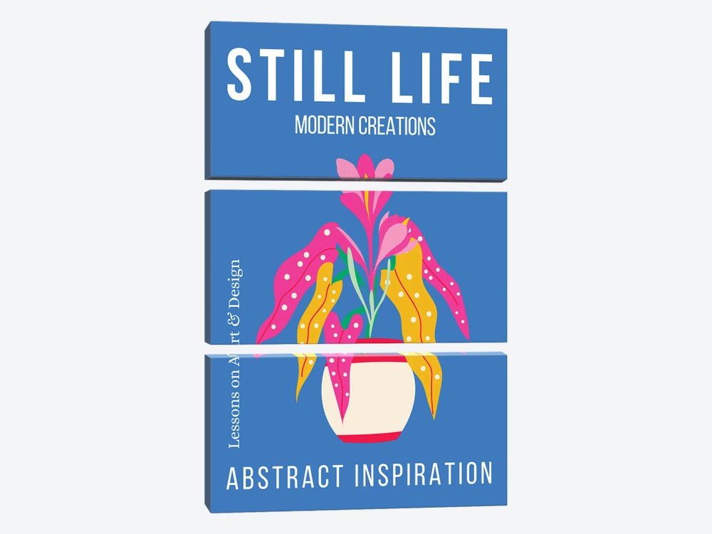 Still Life Abstract Plant On Blue Background by Page Turner 3-piece Canvas Print