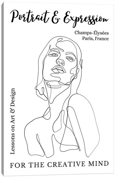 Portrait Line Art Model In Paris, France Canvas Art Print - Page Turner