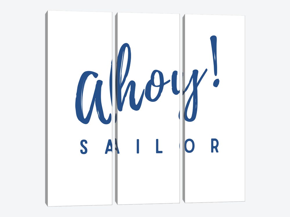 Nautical And Navy Ahoy! Sailor by Page Turner 3-piece Art Print