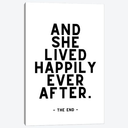 And She Lived Happily Ever After - The End Canvas Print #DHV16} by Page Turner Canvas Art