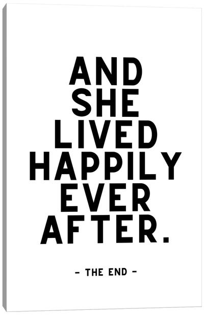 And She Lived Happily Ever After - The End Canvas Art Print - Page Turner