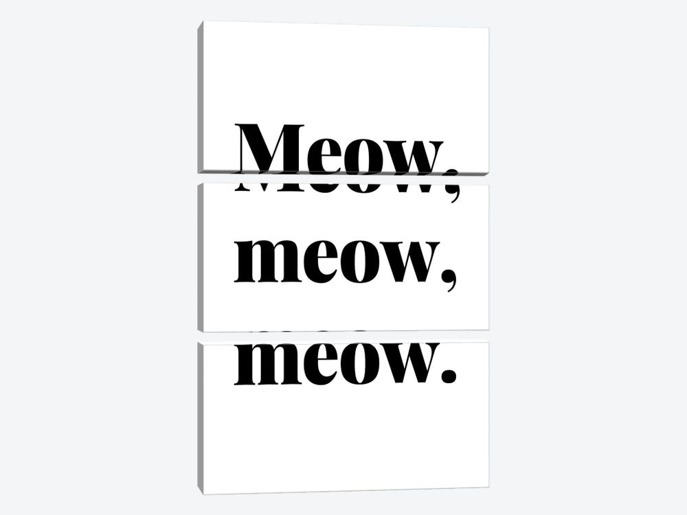 Meow Meow Meow Cat Quote by Page Turner 3-piece Canvas Print