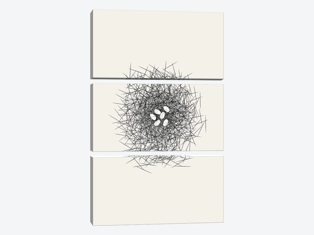 Nest Series - White Speckled Abstract Eggs by Page Turner 3-piece Canvas Art