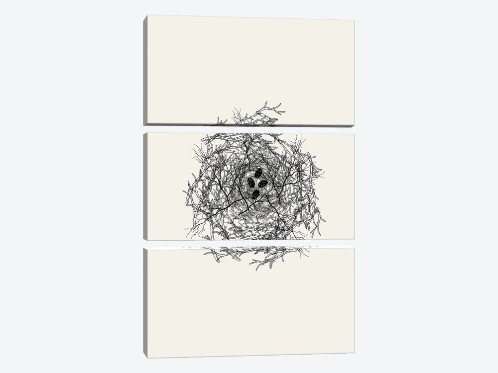 Nest Series - Black Speckled Abstract Eggs by Page Turner 3-piece Canvas Print