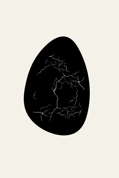 Nest Series - Black Marbled Abstract Egg Shape