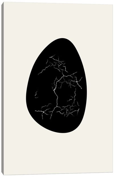 Nest Series - Black Marbled Abstract Egg Shape Canvas Art Print - Page Turner