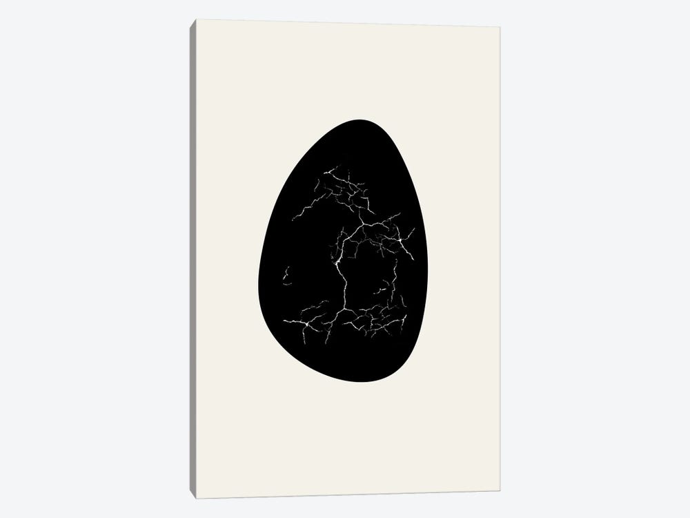 Nest Series - Black Marbled Abstract Egg Shape by Page Turner 1-piece Canvas Artwork