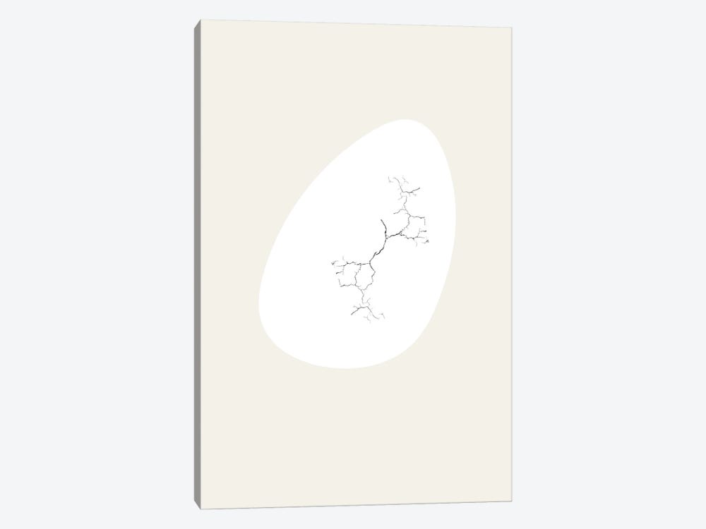 Nest Series - White Cracking Abstract Egg Shape by Page Turner 1-piece Art Print
