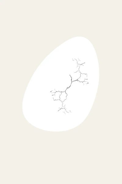 Nest Series - White Cracking Abstract Egg Shape