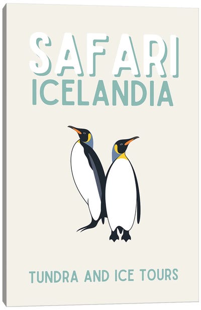 Safari Series - Vintage Iceland Travel With Penguins Canvas Art Print - Page Turner