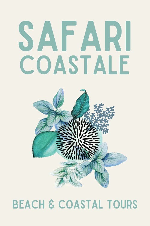 Safari Series - Vintage Coastal Travel With Coral by Page Turner wall art