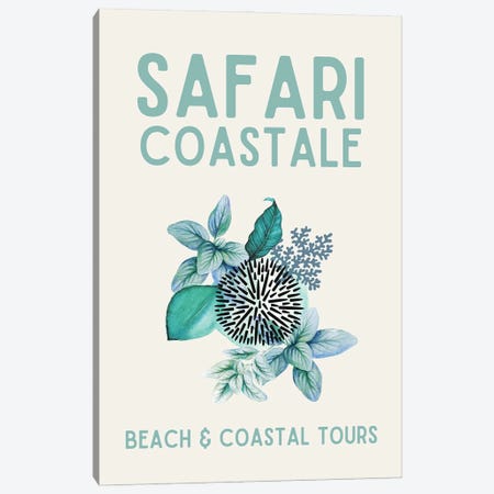 Safari Series - Vintage Coastal Travel With Coral Canvas Print #DHV199} by Page Turner Canvas Art Print