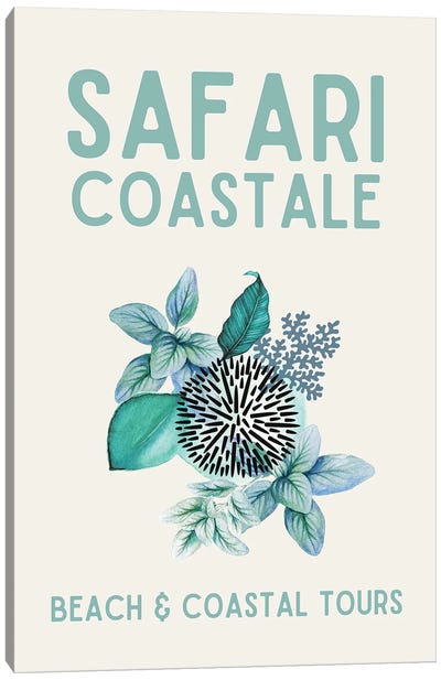 Safari Series - Vintage Coastal Travel With Coral Canvas Art Print - Page Turner