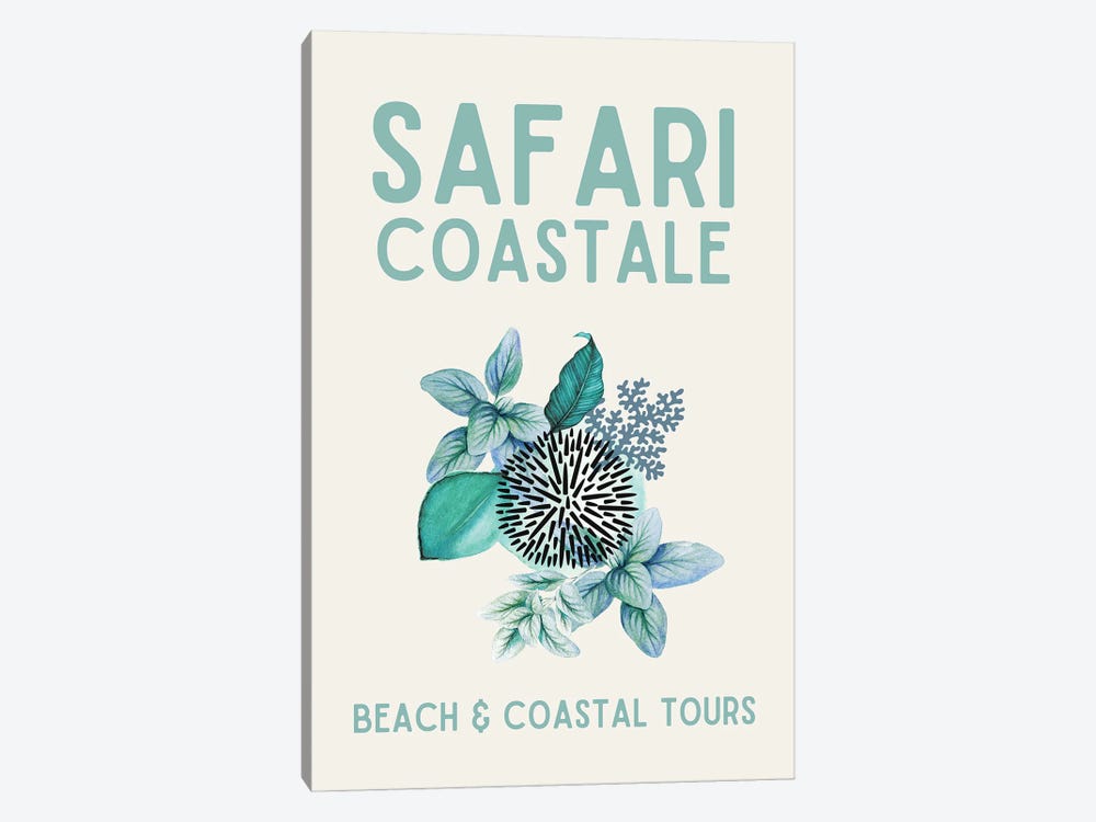 Safari Series - Vintage Coastal Travel With Coral by Page Turner 1-piece Canvas Art