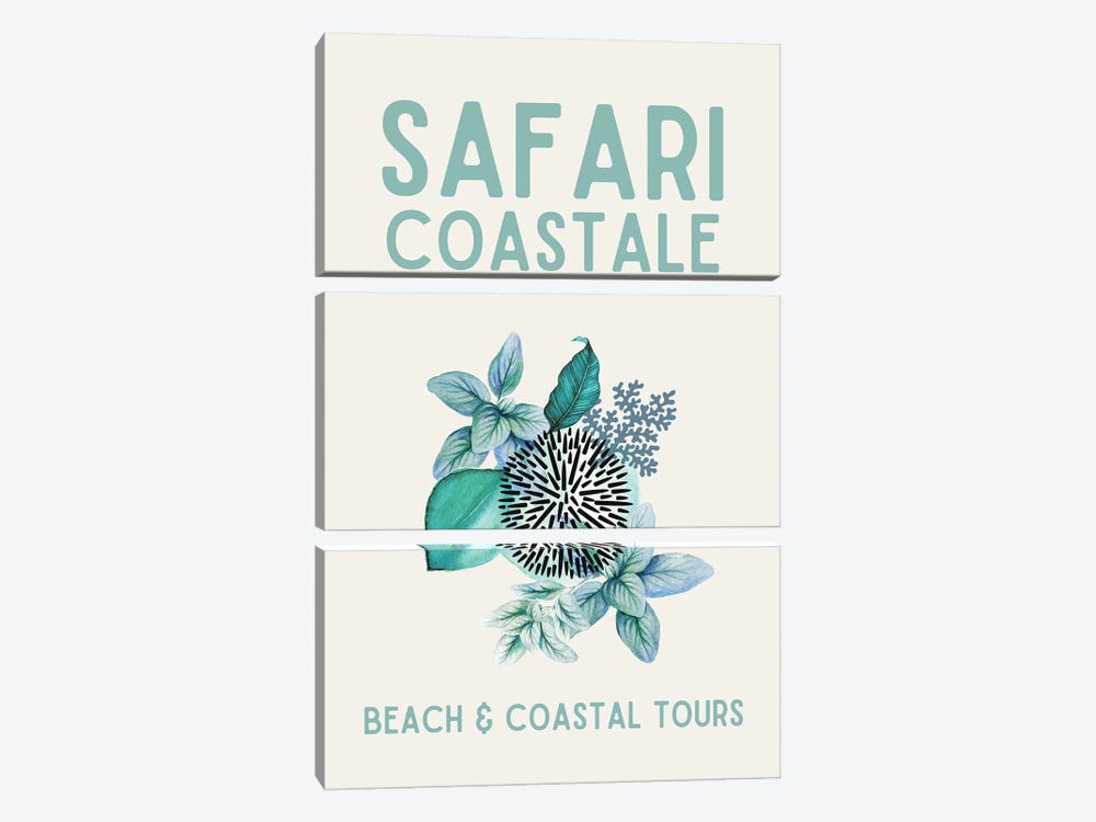 Safari Series - Vintage Coastal Travel With Coral by Page Turner 3-piece Canvas Artwork