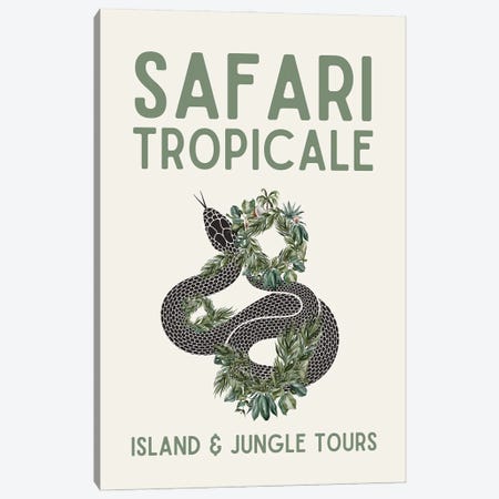 Safari Series - Vintage Tropical Travel With Snake Canvas Print #DHV200} by Page Turner Canvas Print