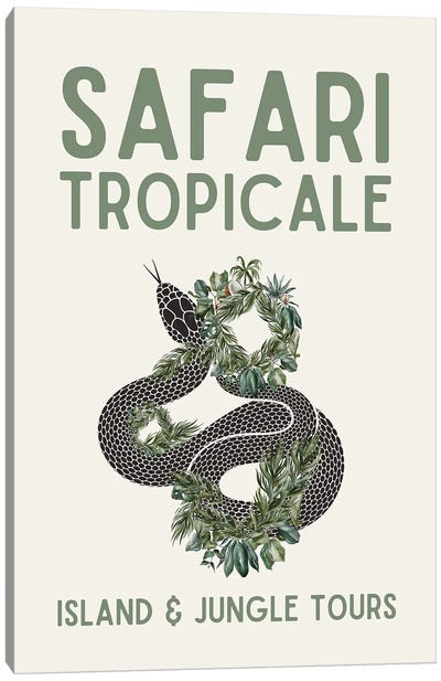 Safari Series - Vintage Tropical Travel With Snake Canvas Art Print - Page Turner