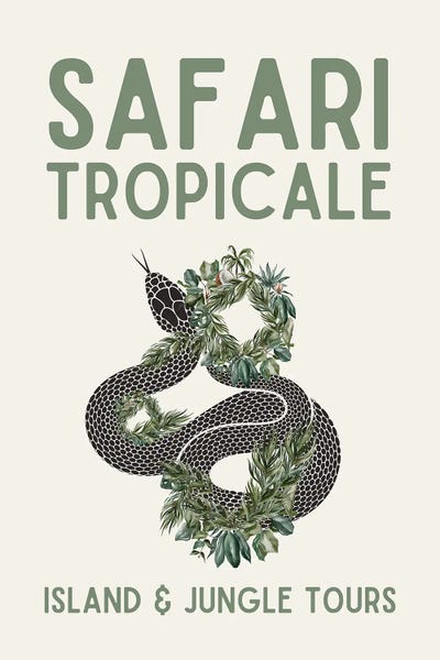 Snakes: Safari Series - Vintage Tropical Travel With Snake by Page Turner