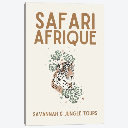Safari Series - Vintage African Travel With Leopard Canvas Print #DHV201} by Page Turner Canvas Print