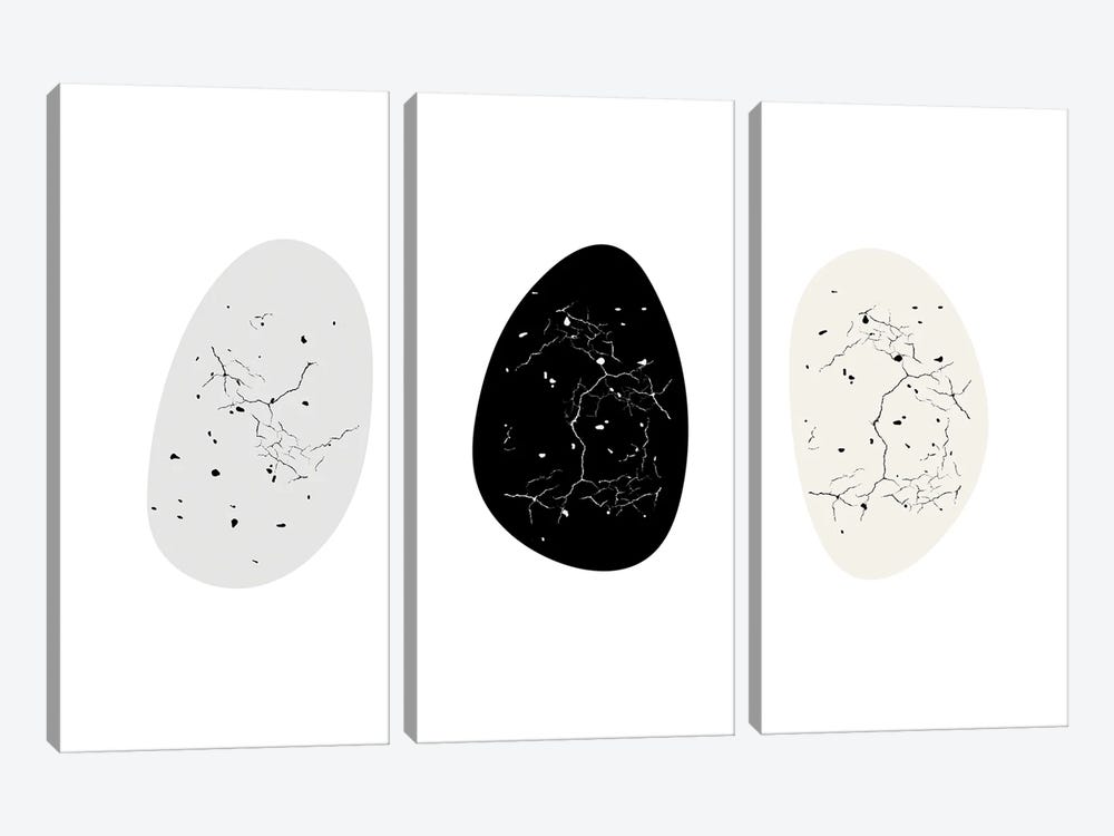 Nest Series - Speckled Eggs by Page Turner 3-piece Canvas Wall Art