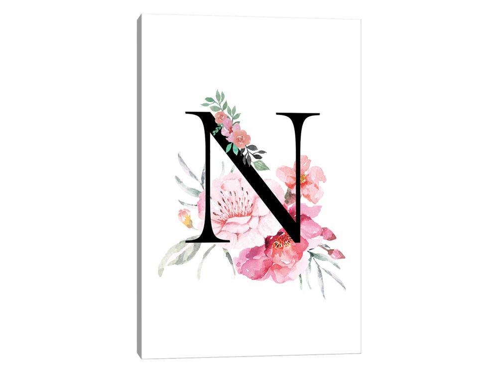 Vintage Alphabet Letter N Card with Textured Surface in Black