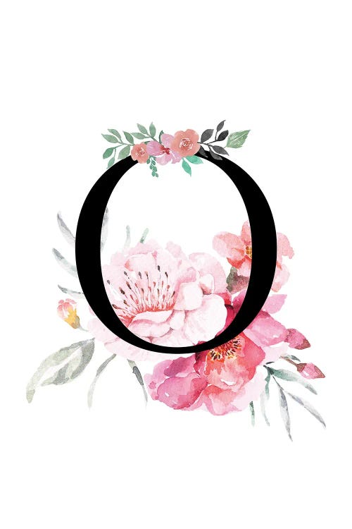 'O' Initial Monogram With Watercolor Flowers