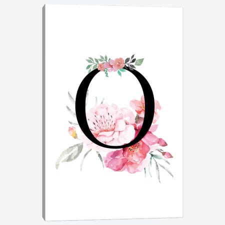 'O' Initial Monogram With Watercolor Flowers Canvas Print #DHV229} by Design Harvest Art Print