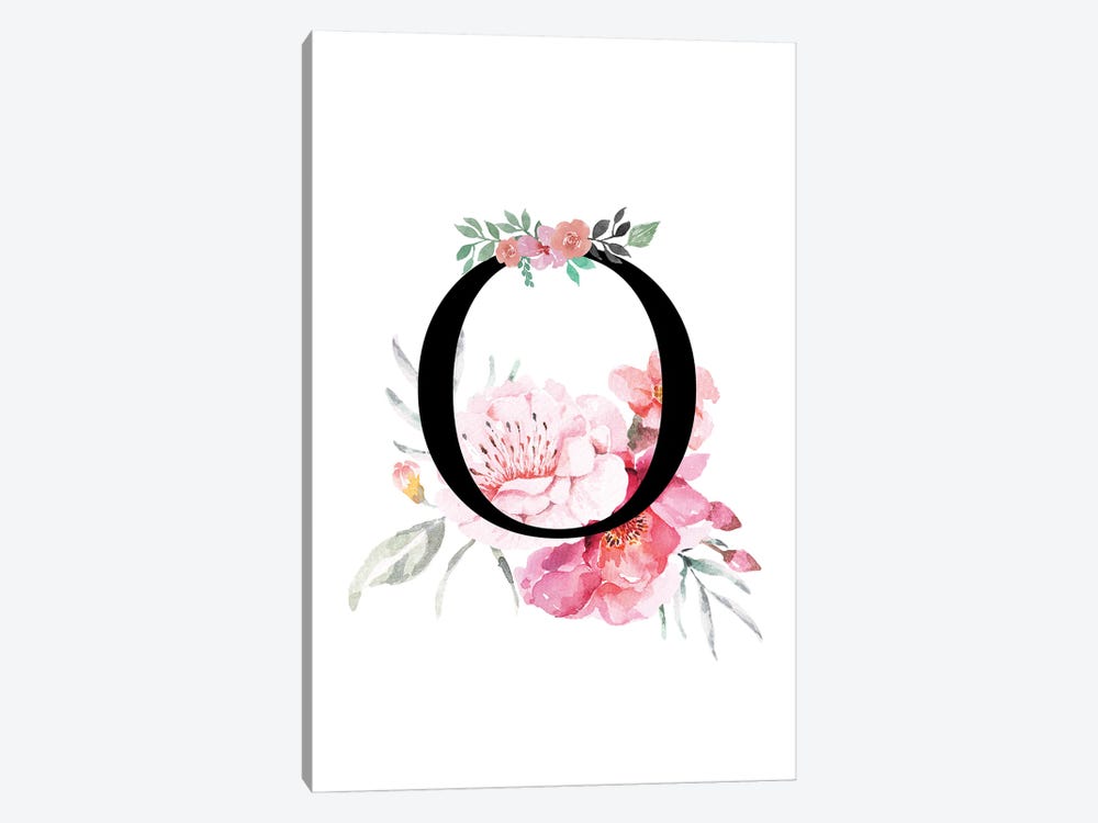 'O' Initial Monogram With Watercolor Flowers by Page Turner 1-piece Canvas Print