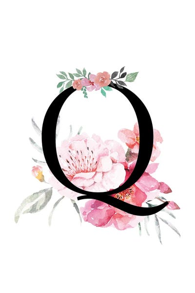 'Q' Initial Monogram With Watercolor Flowers by Page Turner acrylic art print