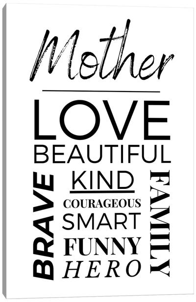 Beautiful Words For Mother's Day Canvas Art Print - Page Turner