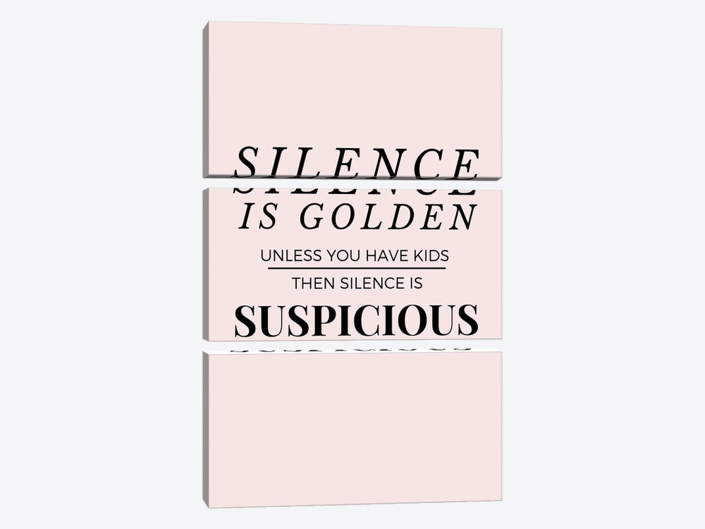 Funny Mom Quotes - Silence Is Golden by Page Turner 3-piece Canvas Print