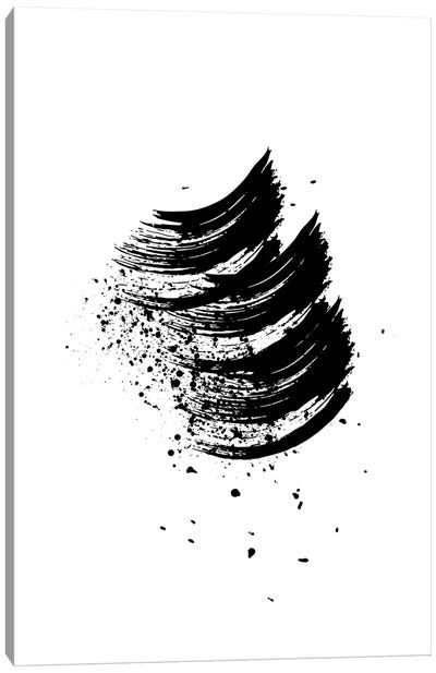 Abstract Black And White Wave Brush Strokes Canvas Art Print - Page Turner