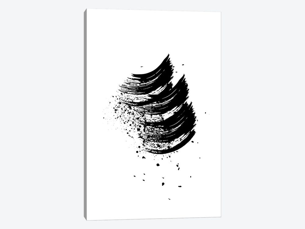 Abstract Black And White Wave Brush Strokes by Page Turner 1-piece Canvas Art Print