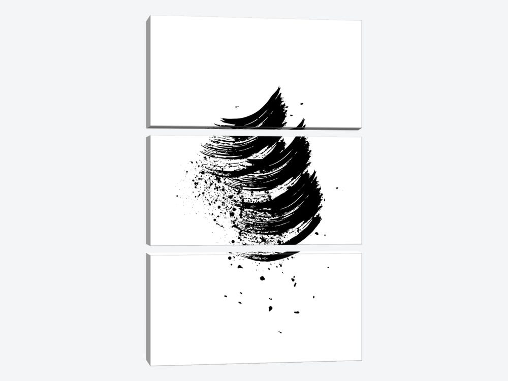 Abstract Black And White Wave Brush Strokes by Page Turner 3-piece Canvas Art Print