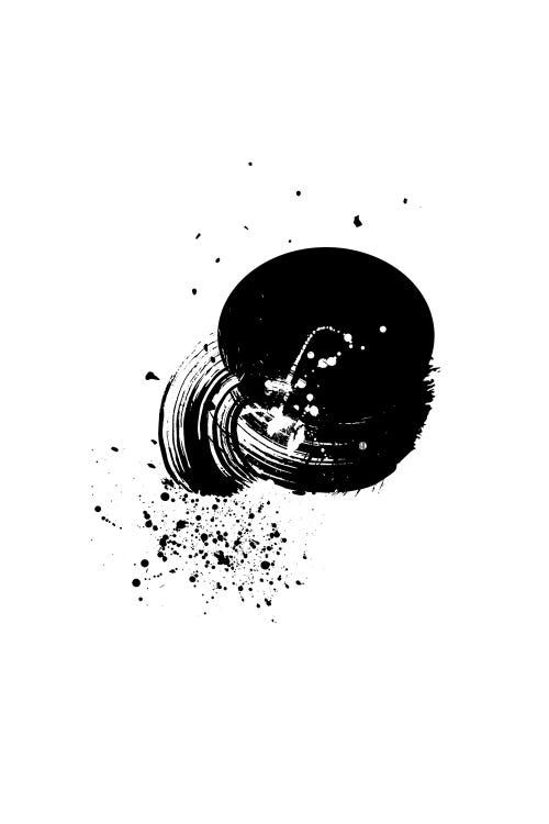 Abstract Black And White Brush Stroke With Paint Splash