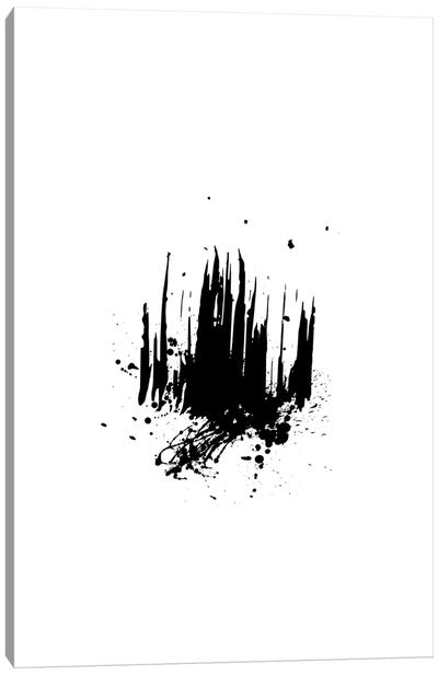Abstract Black And White Brush Strokes With Paint Splash Canvas Art Print - Page Turner