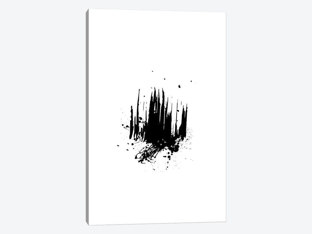 Abstract Black And White Brush Strokes With Paint Splash by Page Turner 1-piece Canvas Art Print
