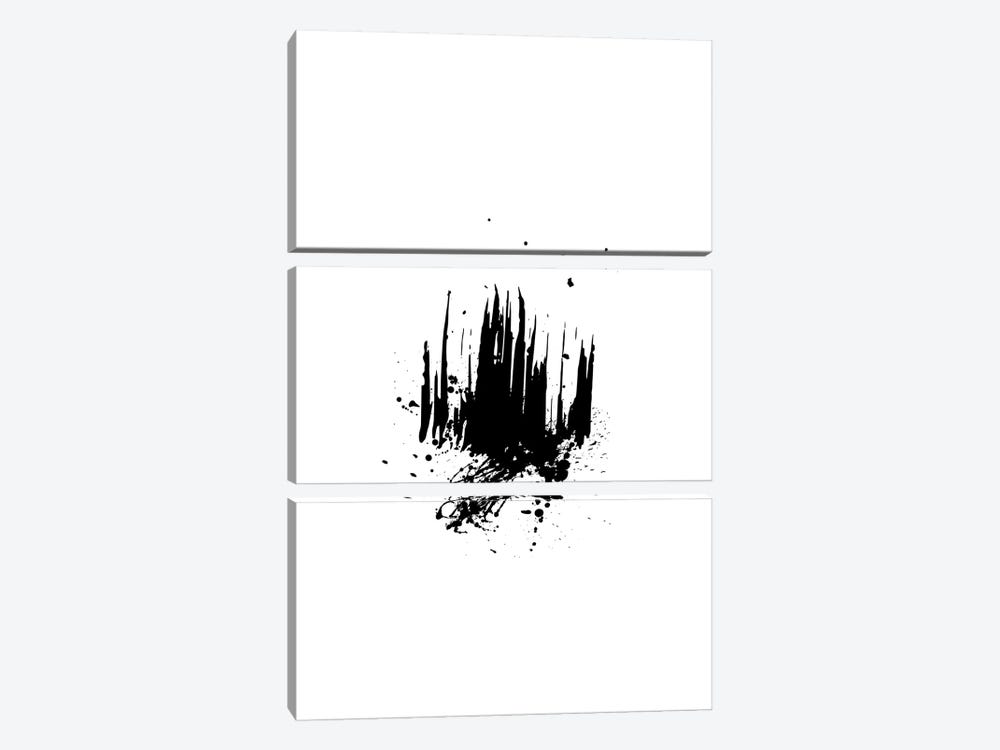 Abstract Black And White Brush Strokes With Paint Splash by Page Turner 3-piece Canvas Art Print