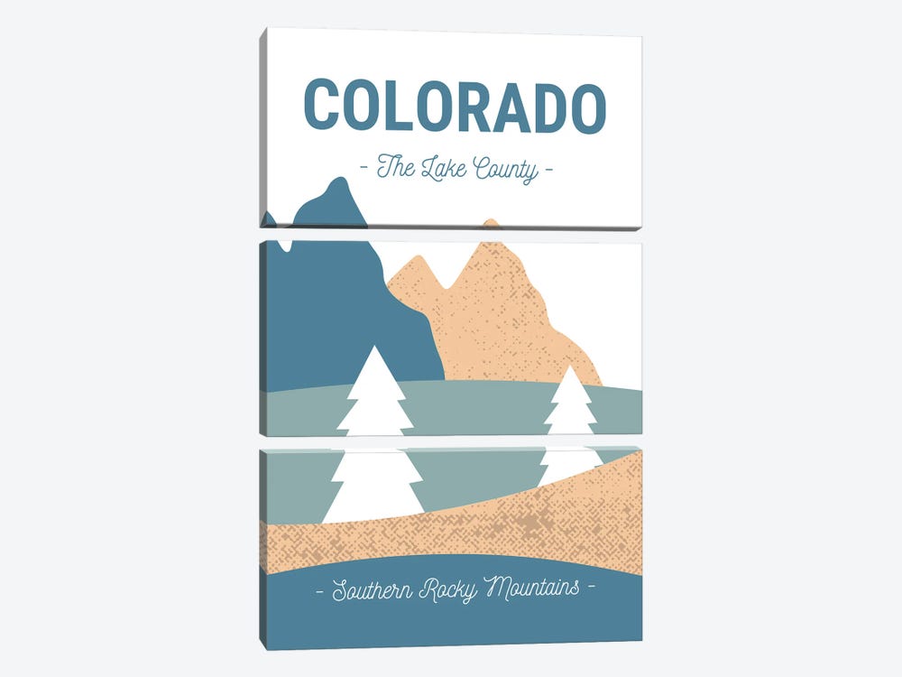 Colorado Rocky Mountains Vintage Abstract Landscape by Page Turner 3-piece Canvas Art Print