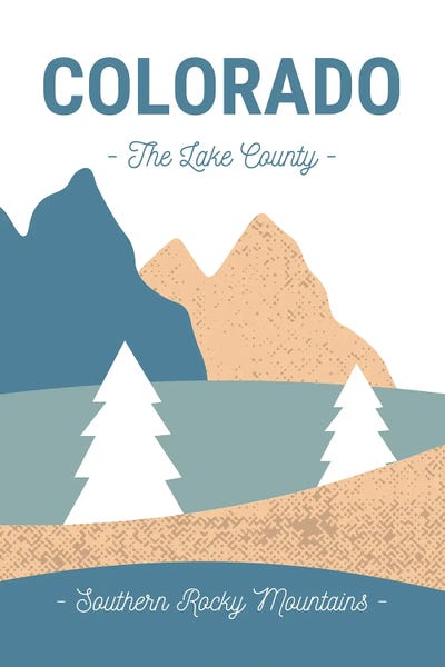 Colorado: Colorado Rocky Mountains Vintage Abstract Landscape by Page Turner