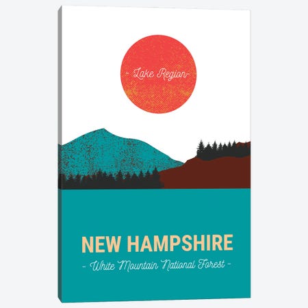 New Hampshire Lake And Forest Vintage Travel Canvas Print #DHV27} by Page Turner Canvas Print