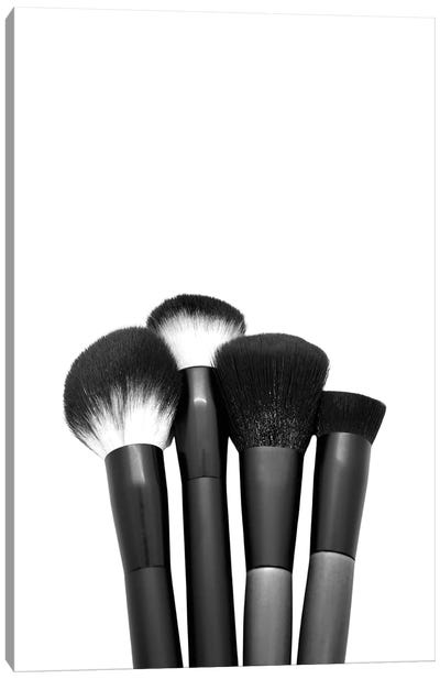 Makeup Brushes In Black And White Canvas Art Print - Page Turner