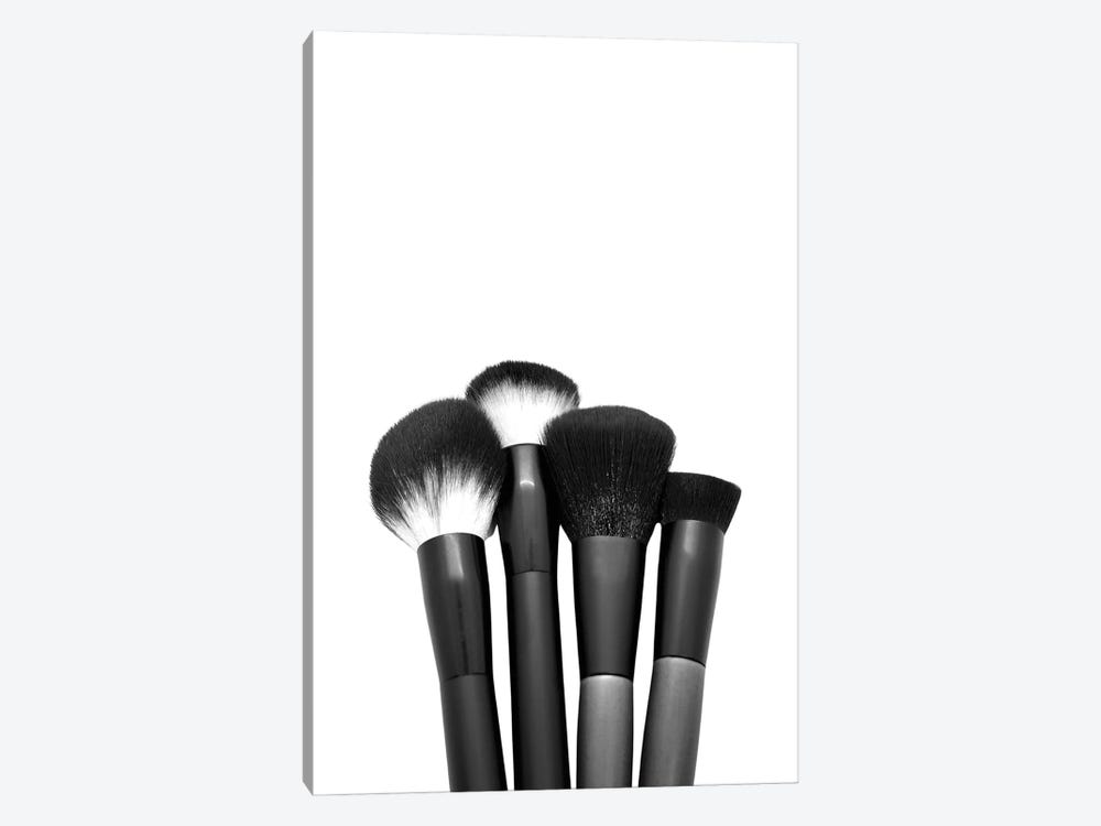 Makeup Brushes In Black And White by Page Turner 1-piece Canvas Print