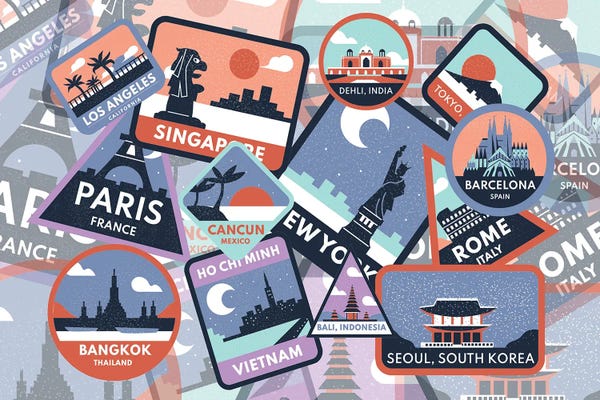Vintage Travel Stickers Luggage Art