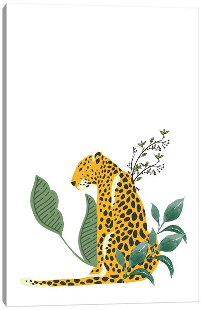 Vintage Leopard Hiding In Leaves Canvas Art Print - Page Turner