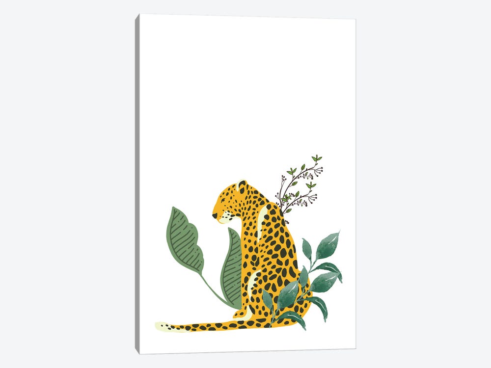 Vintage Leopard Hiding In Leaves by Page Turner 1-piece Canvas Art